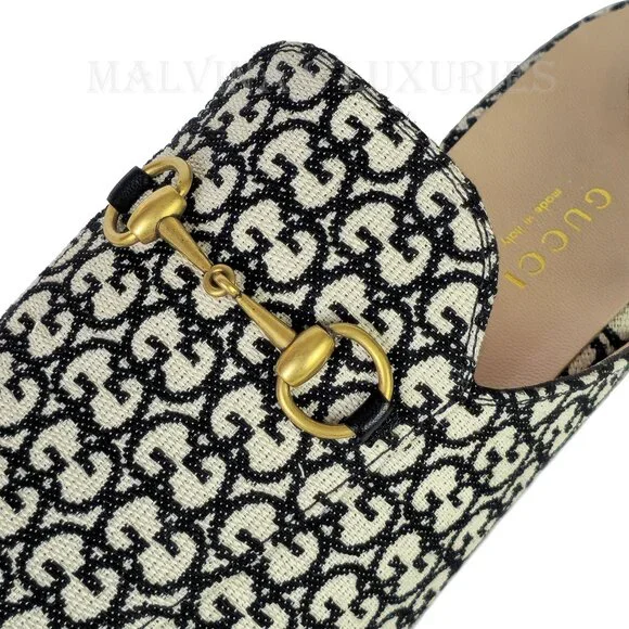 GUCCI SHOES PRINCETOWN HORSEBIT GG JACQUARD SLIPPERS LOAFER MULE sz 39 9 - Picture 10 of 16
